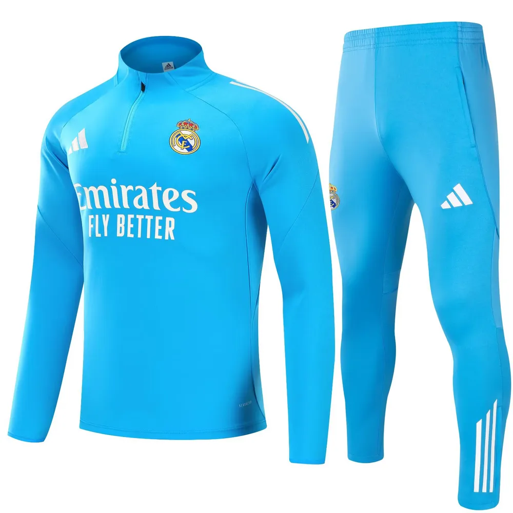 2025/2026 Real Madrid light blue Half-Pull Training Suit Football Shirt  Set 02 — main view