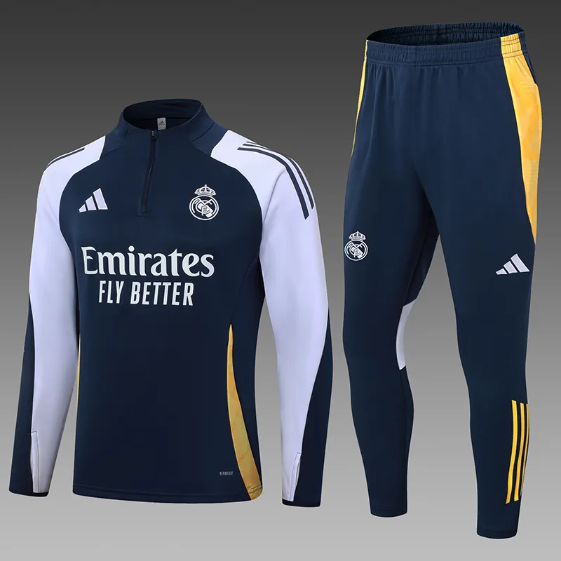 2024/2025 Real Madrid Half-Pull Training Suit Royal Blue Football Shirt  Set — main view