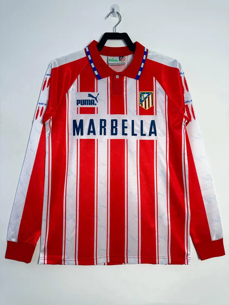 1994/1995 Retro Long sleeve Atletico Madrid Home Soccer Jersey  — main view