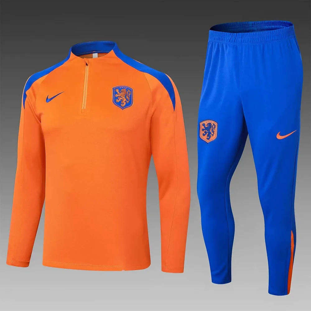 2024 Niederlande Halb-Reißverschluss Trainingsanzug Orange Fußballtrikot AAA Fan-Qualität Set — main view