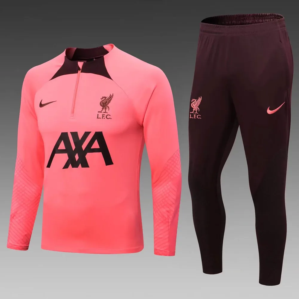 2022/2023 Liverpool Half-Pull Training Suit Pink Jersey  Set — main view