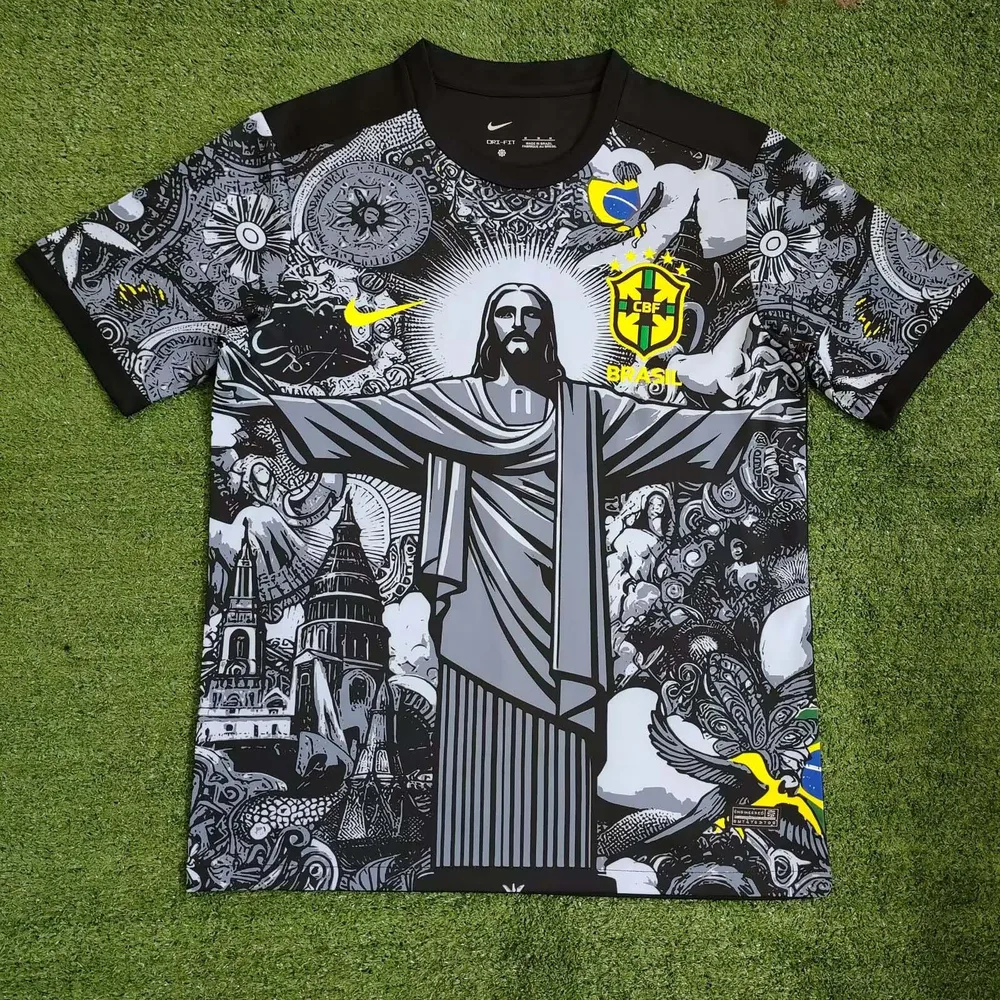 2024-2025 Brasilien Sonderedition Jesus Schwarz Grau Trikot — main view