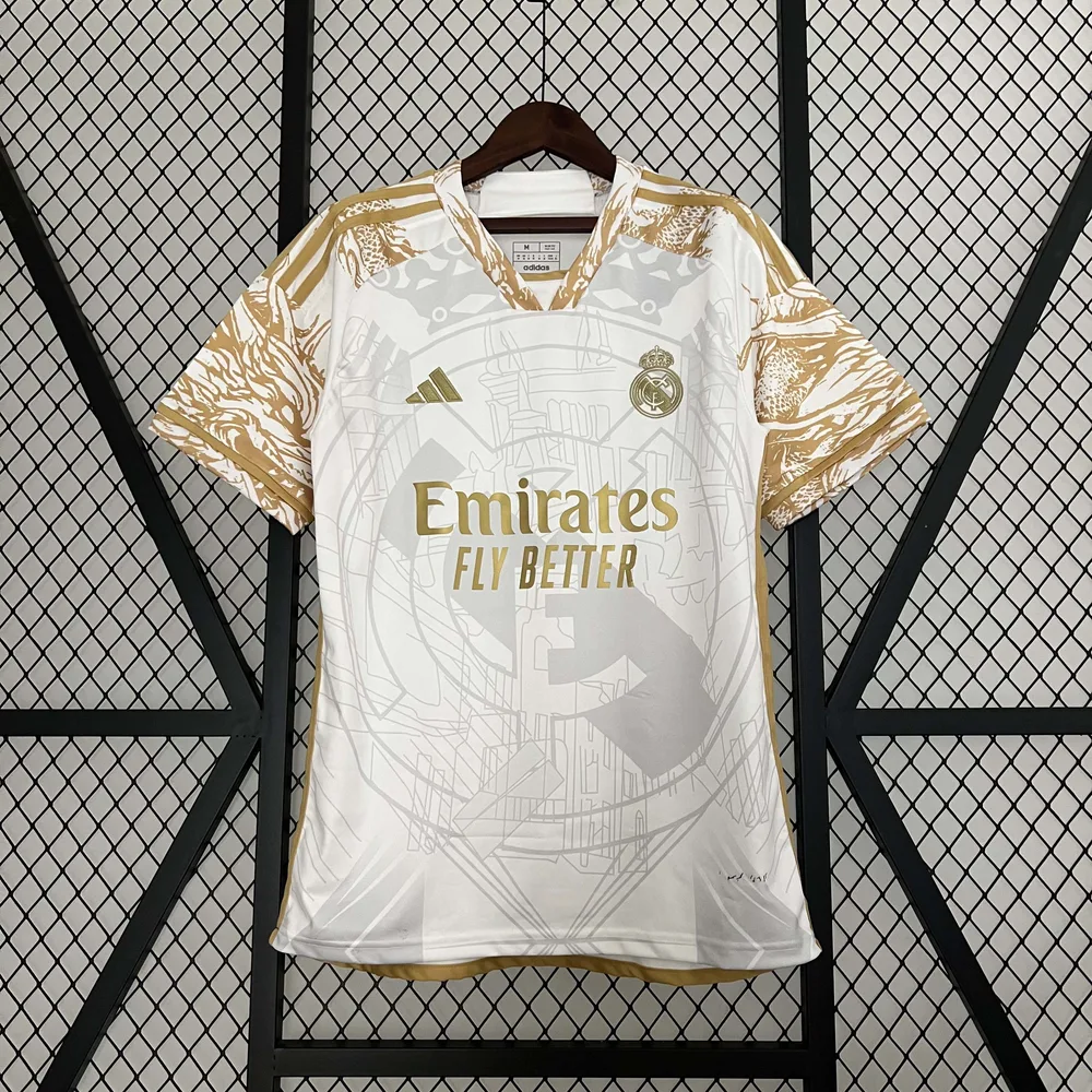2023/2024 ريال مدريد تنين ذهبي أبيض طبعة خاصة قميص كرة قدم جودة تايلاندية — main view