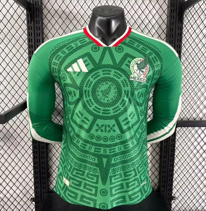 2026 Spielerversion Langarm Mexiko Heim-Fußballtrikot   — main view