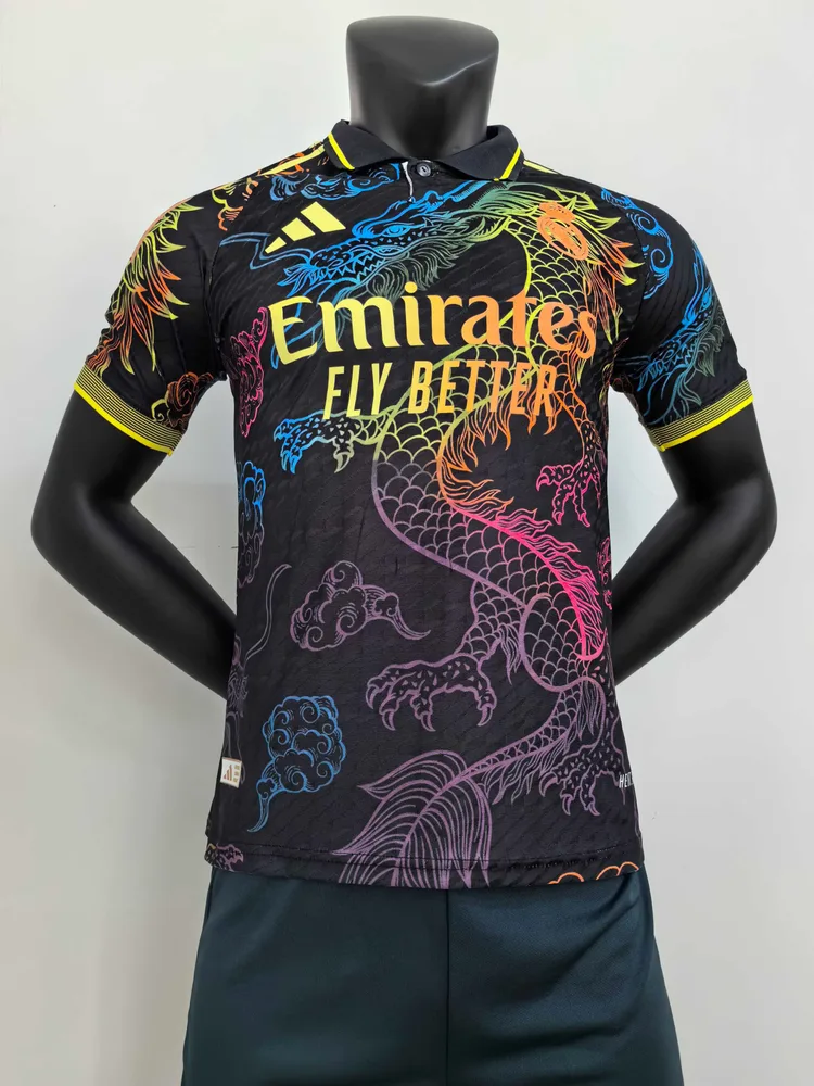 2025/2026 Spielerversion Real Madrid Bunter Drache Schwarz Sonderausgabe Fußballtrikot  — main view