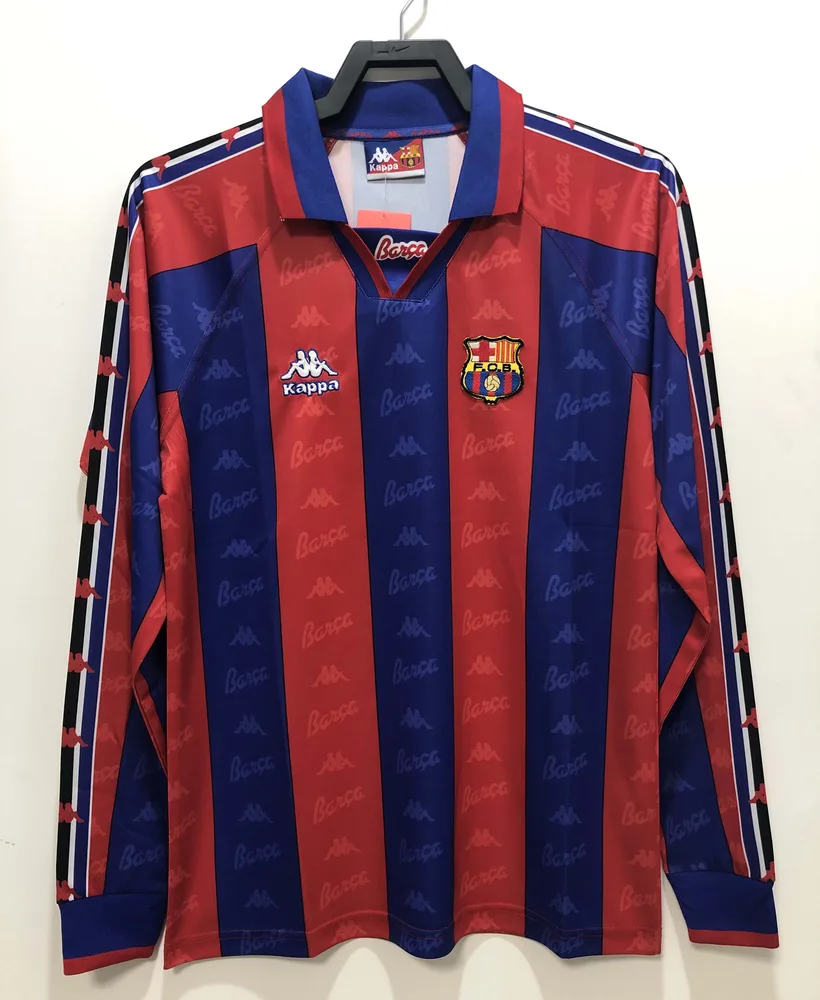 1996/1997 Retro Manga Longa Barcelona Camisa de Futebol Home Champions League  — main view
