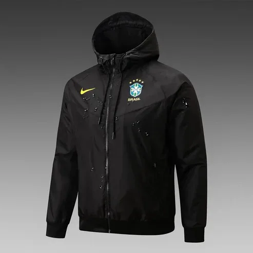 2024 Brasilien Windbreaker Schwarz Fußballtrikot AAA Fan-Qualität — main view