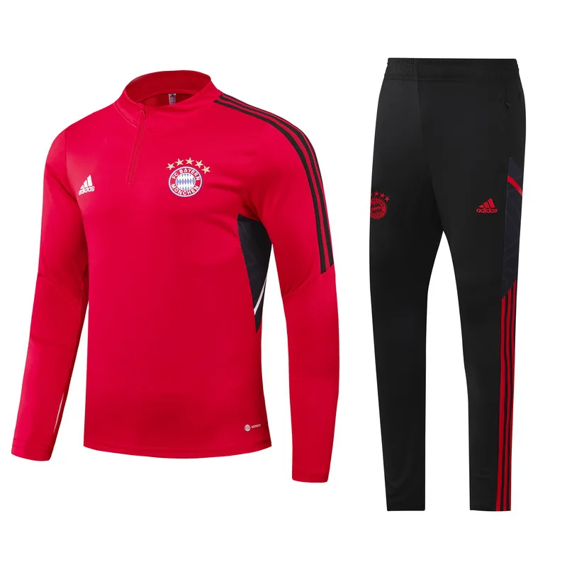 2022/2023 Bayern Half-Pull Training Suit Red Black Jersey Set  — main view