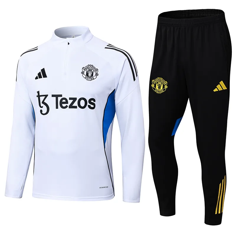 2025/2026 Manchester United Conjunto Treino Meia Puxada Branco Camisa Futebol  — main view