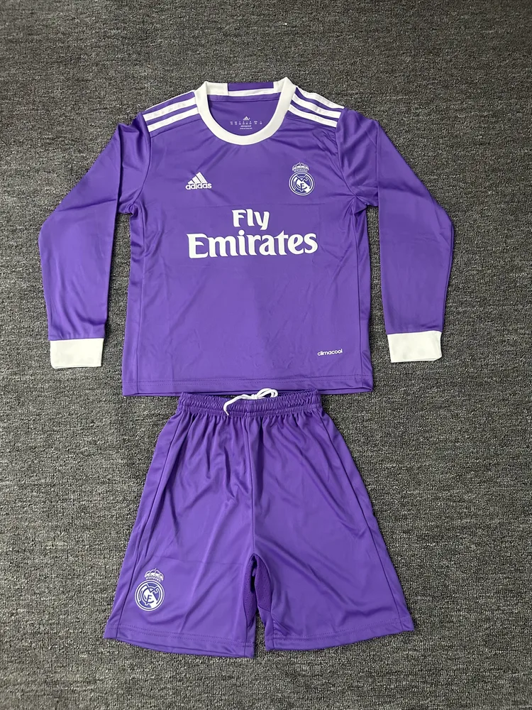 2016/2017 Retro Langarm Real Madrid Auswärts Fußballtrikot  Kindergröße — main view
