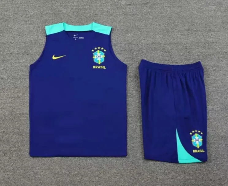 2025 Brasilien Training Blau Fußballtrikot AAA Fan-Qualität Anzug — main view