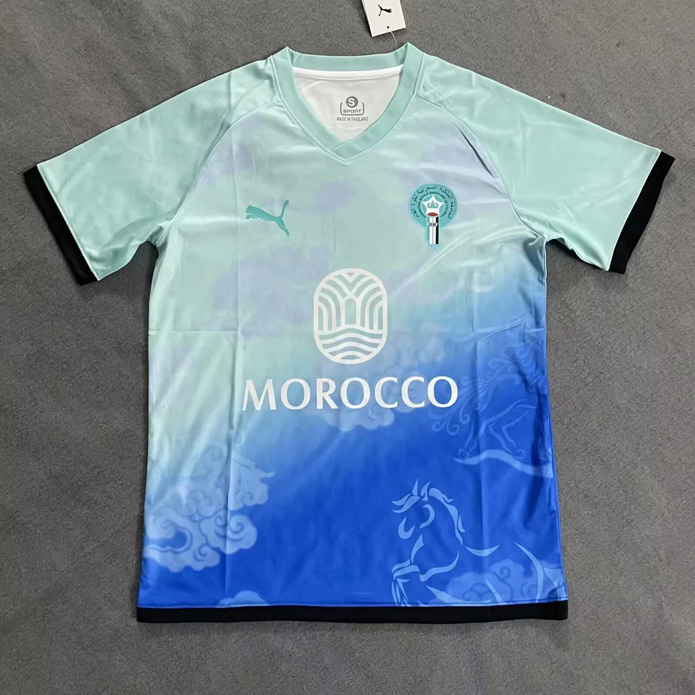 2025/2026 منتخب المغرب إصدار خاص أزرق وأخضر قميص كرة قدم جودة تايلاندية — main view