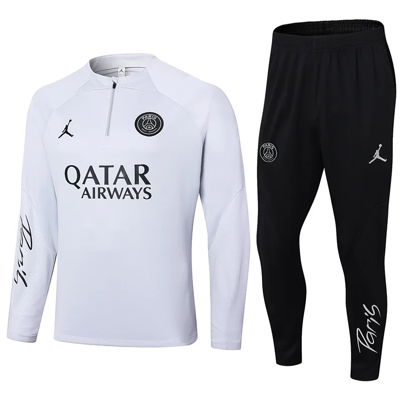 Ensemble de survêtement demi-tiré PSG Paris Saint-Germain 2023-2024 gris clair — main view