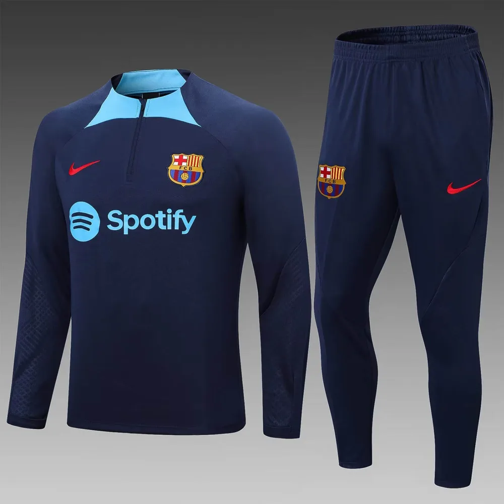 Ensemble d'entraînement Barcelona bleu foncé 2022/2023 demi-tiré — main view
