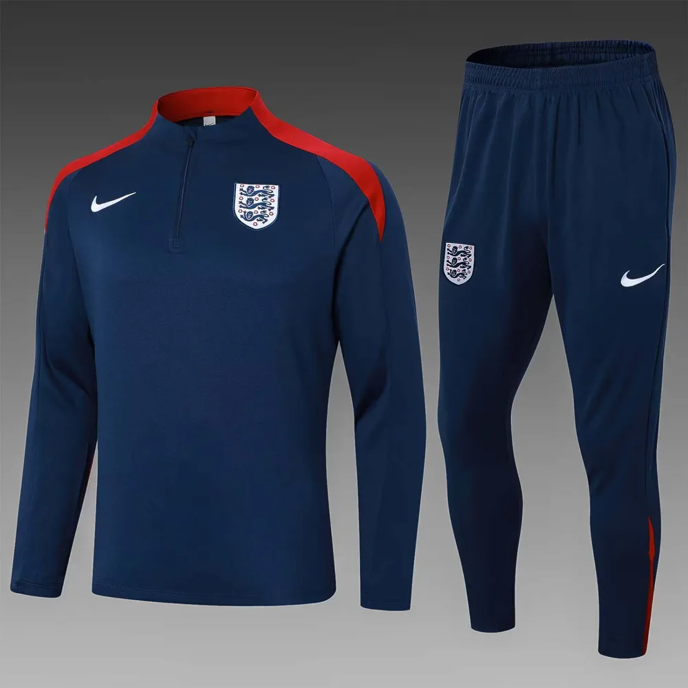 2024 England Half-Pull Trainingsanzug Königsblau Fußballtrikot Set — main view