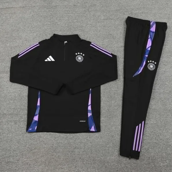 2026 Germany Halb-Reißverschluss Trainingsanzug Schwarzes Trikot Set — main view