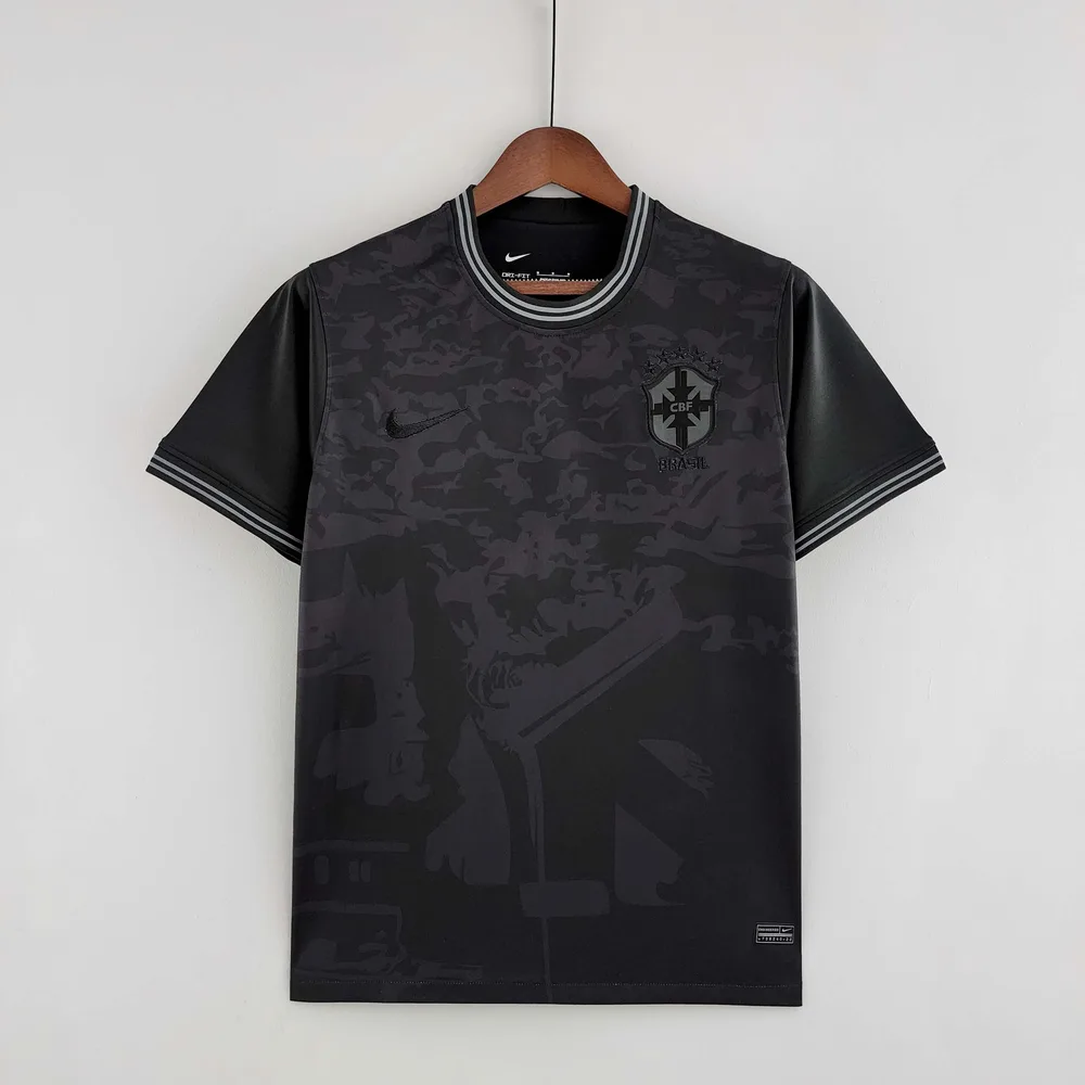 2022 Brazil Special Edition all black Soccer Jersey — main view