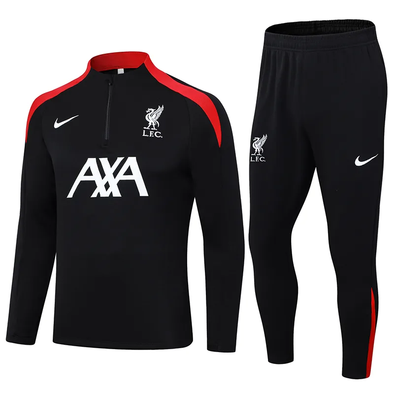 2024-2025 Liverpool Half-Pull Training Suit Black Jersey  Set — main view