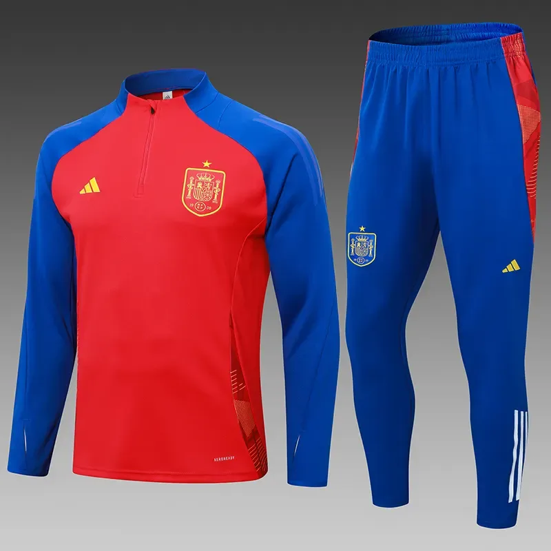 2024-2025 Conjunto de Entrenamiento Semi-Cuello España Rojo Camiseta de Fútbol — main view