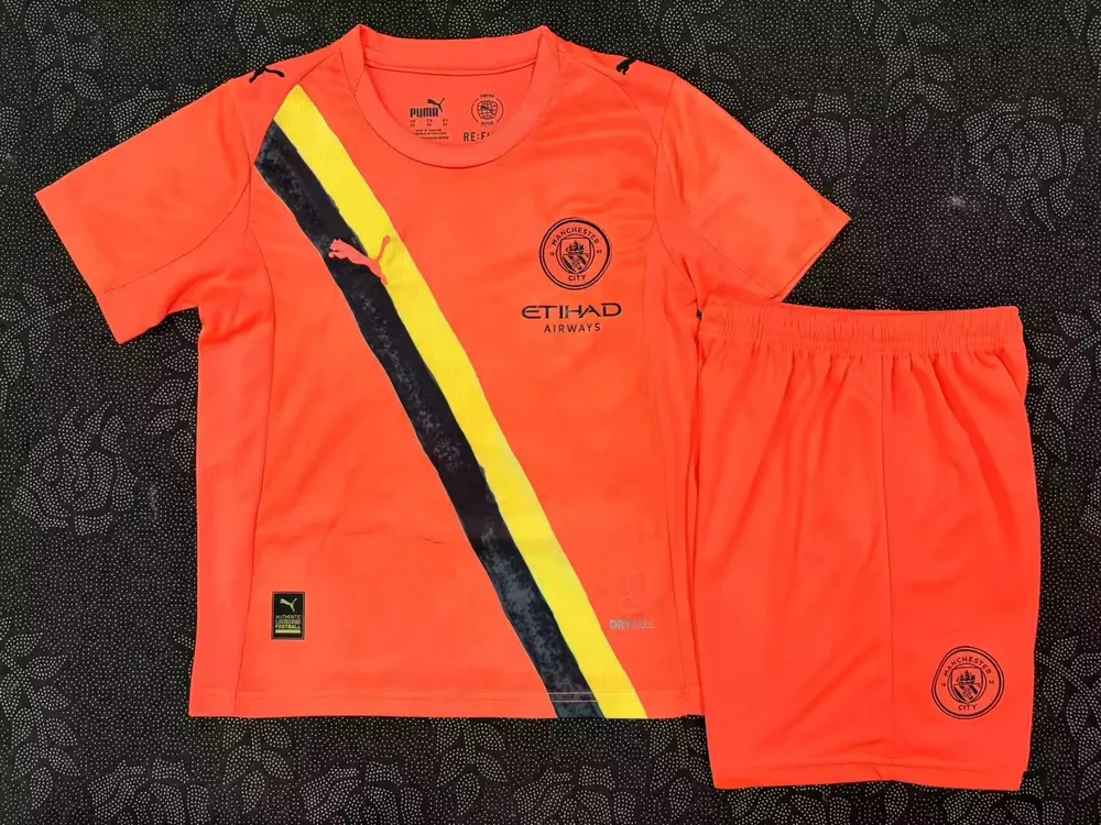 2025/2026 Manchester City Goalie Orange Football Jersey  Kids Size — main view