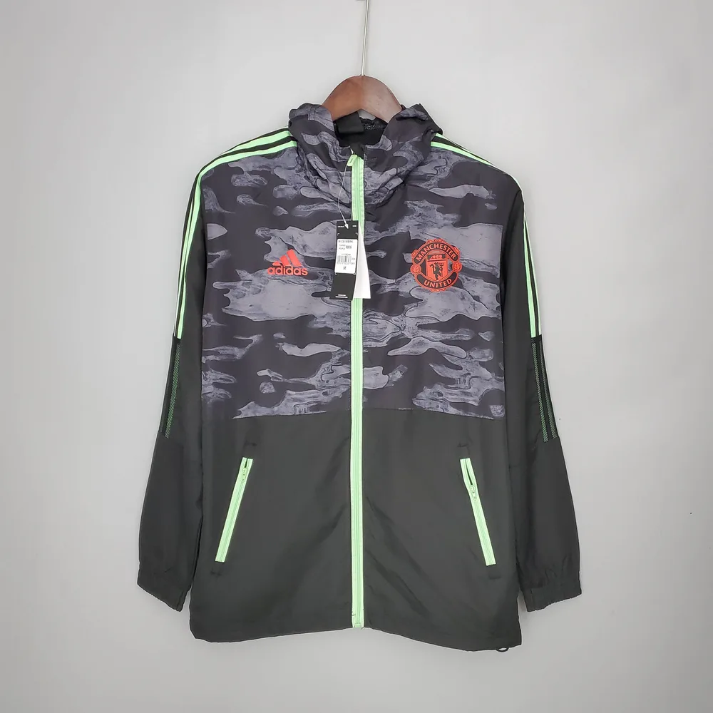 2021/2022 Manchester United Jaqueta Corta-Vento Camuflada Preto e Cinza — main view