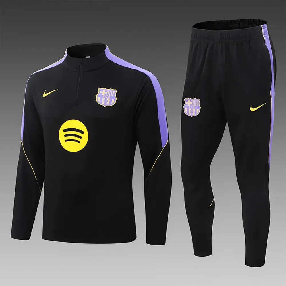 2026/2027 Barcelona Half-Pull Training Black Football Shirt   Set — main view
