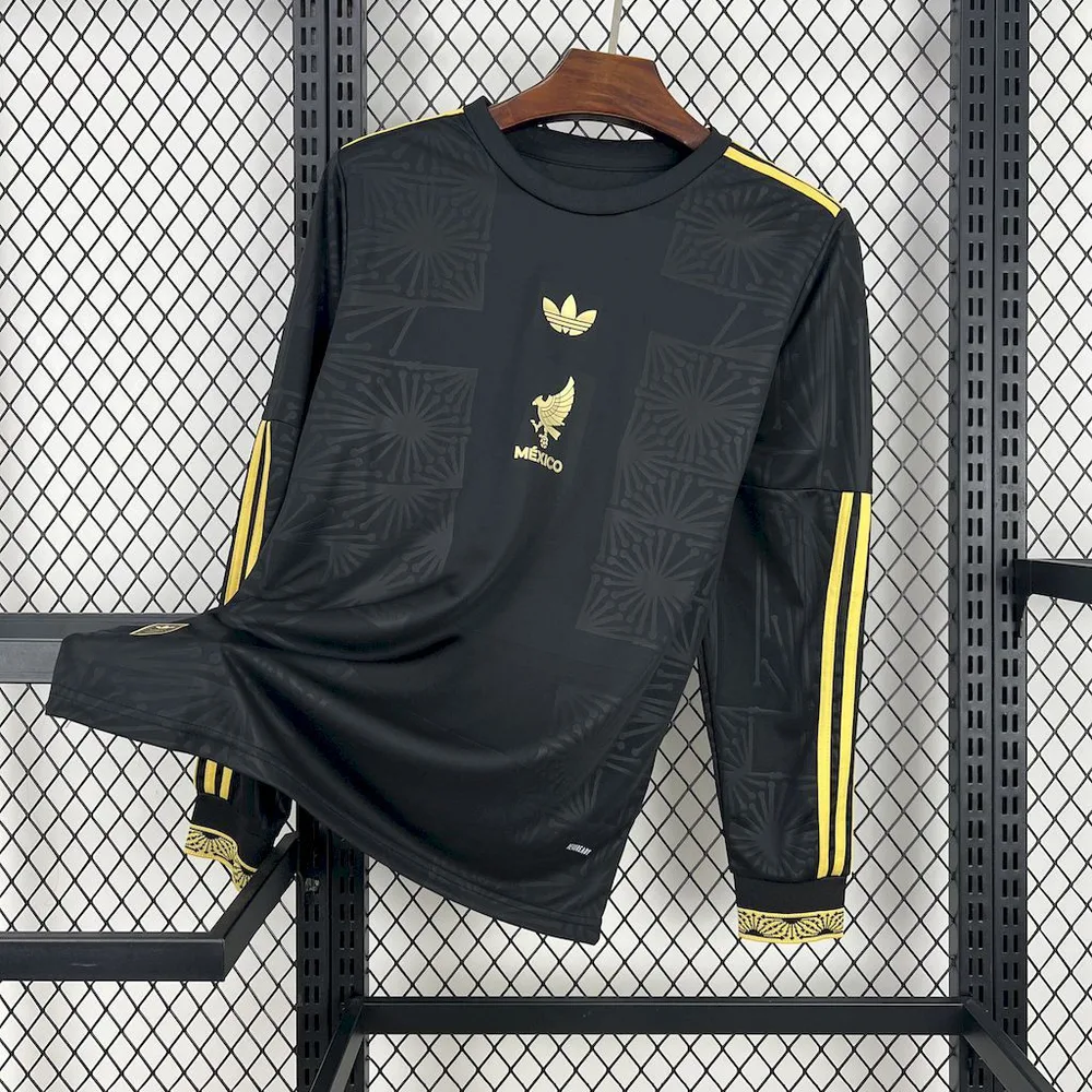 2025 Langarm Mexiko National Trophäenausgabe schwarzes Fußballtrikot AAA Fan-Qualität — main view