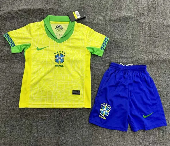 2024 Brazil Home Football Shirt  Kids Size — main view