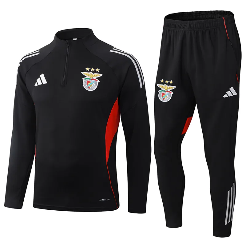 طقم قميص كرة قدم بدلة تدريب نصف سحاب أسود لنادي Benfica 2025/2026 جودة تايلاندية — main view