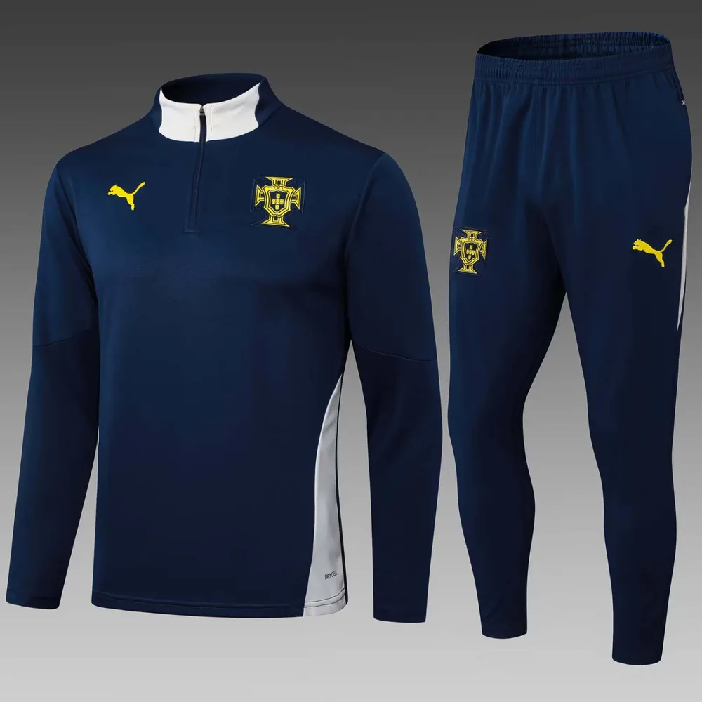 Conjunto de Treino Portugal Half-Pull Azul Real 2025 AAA Grau Fã — main view