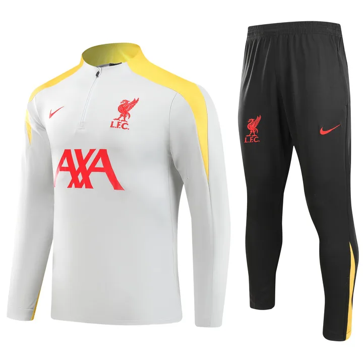 2024-2025 Liverpool Half-Pull Trainingsanzug Grau Trikot  Set — main view