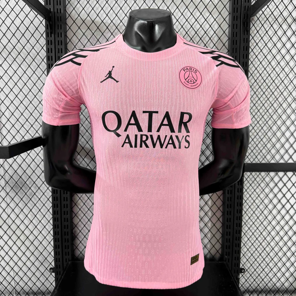 2025/2026 Versão Jogador Paris Saint-Germain Quarto Away Rosa Camisa de Futebol  — main view