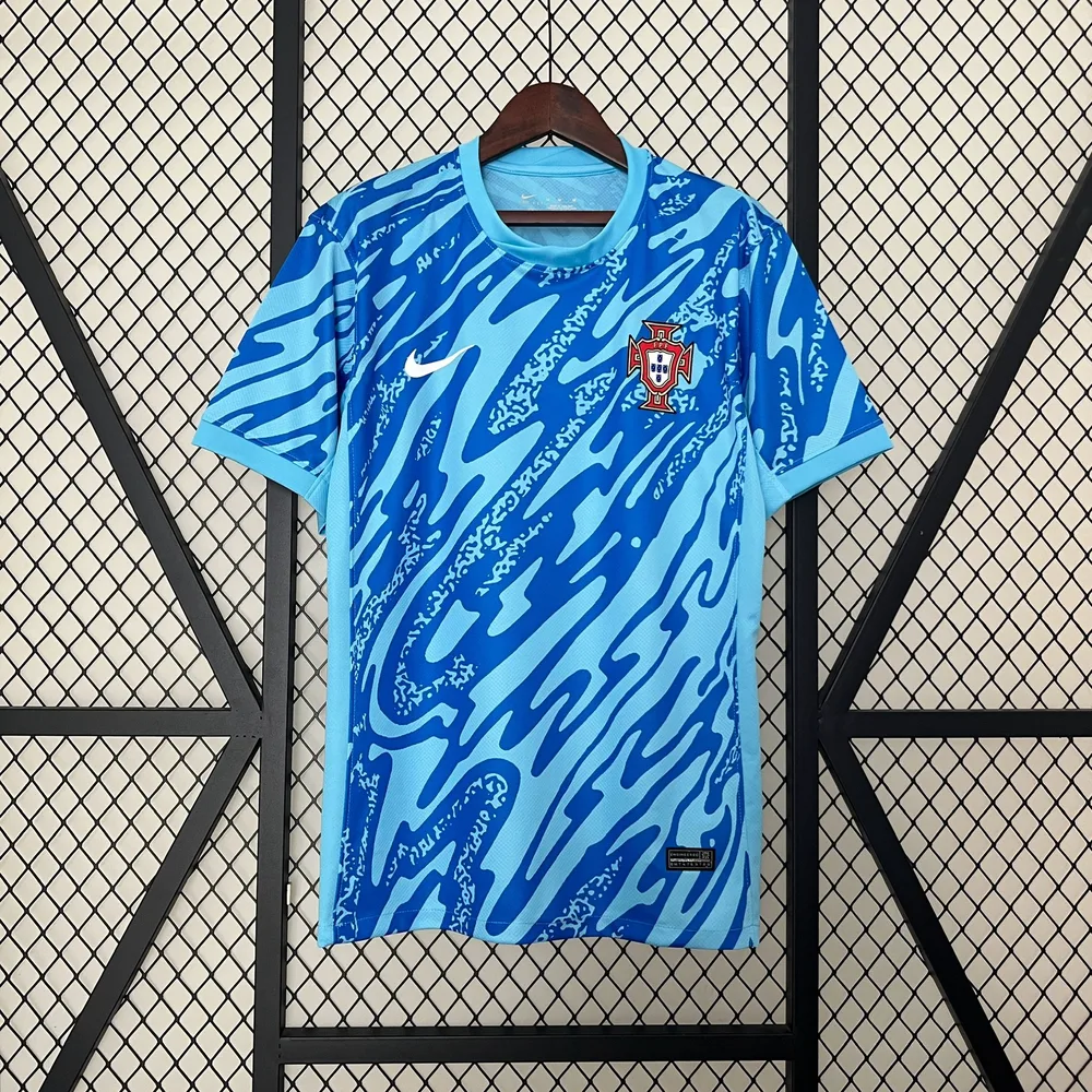 2024 Portugal Torwart Fußballtrikot -Blau AAA Fan-Qualität — main view
