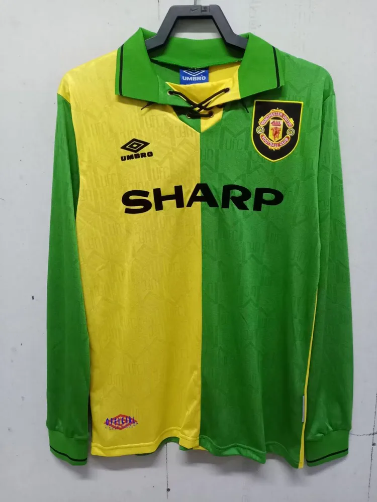 قميص كرة قدم ريترو مانشستر يونايتد الثالث الخارجي بأكمام طويلة 1992/1994 جودة تايلاندية — main view