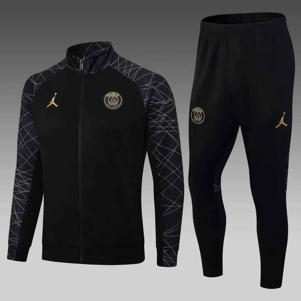2023/2024 Psg Paris Saint-Germain Long Zipped Jacket Black Set — main view
