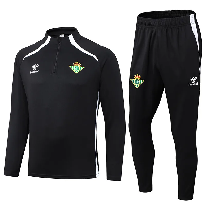 2025/2026 Real Betis Half-Pull Training Suit Black Football Shirt  Set — main view