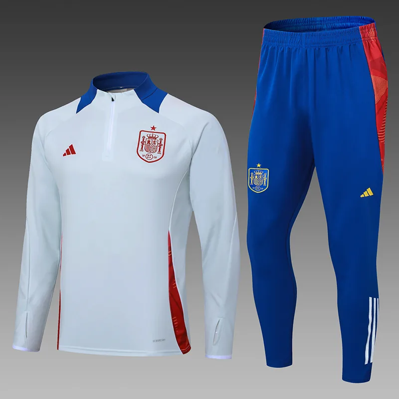 2024-2025 Conjunto de Entrenamiento Semi-Cuello España Azul Celeste Camiseta de Fútbol — main view