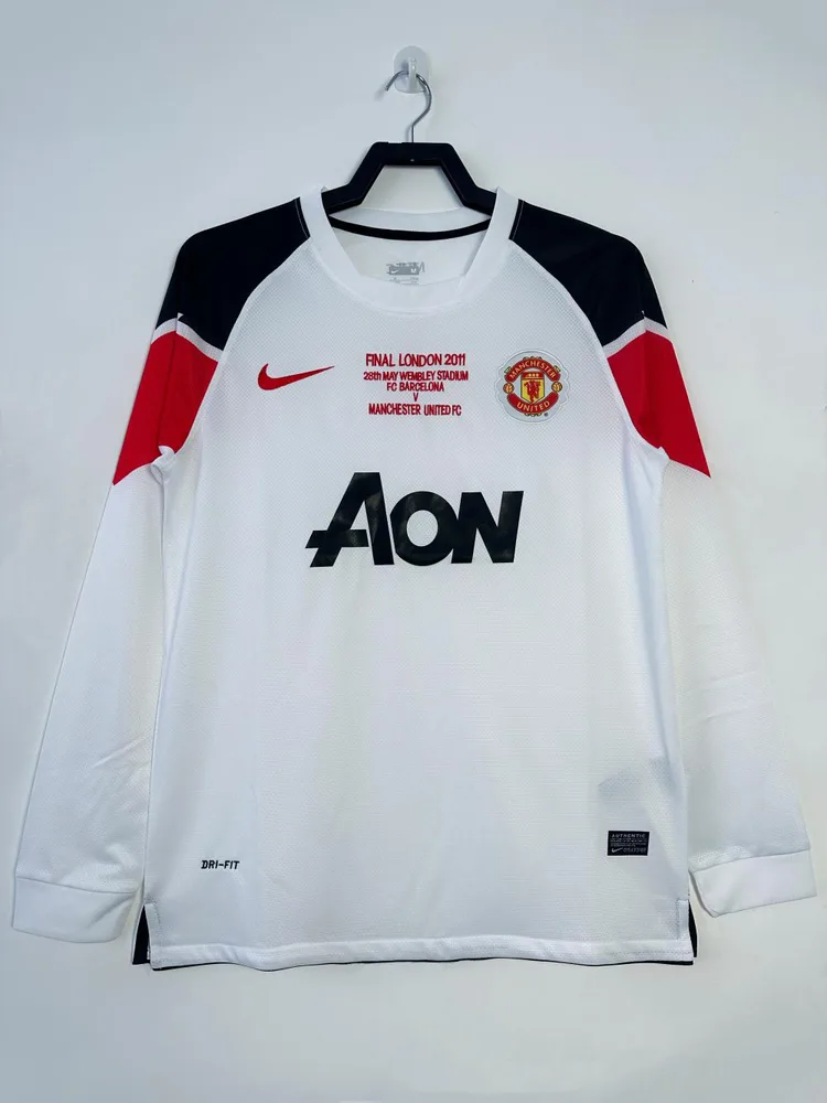 2010/2011 Retro Manga Larga Manchester United Equipación Visitante Camiseta de Fútbol  (versión Champions League) — main view
