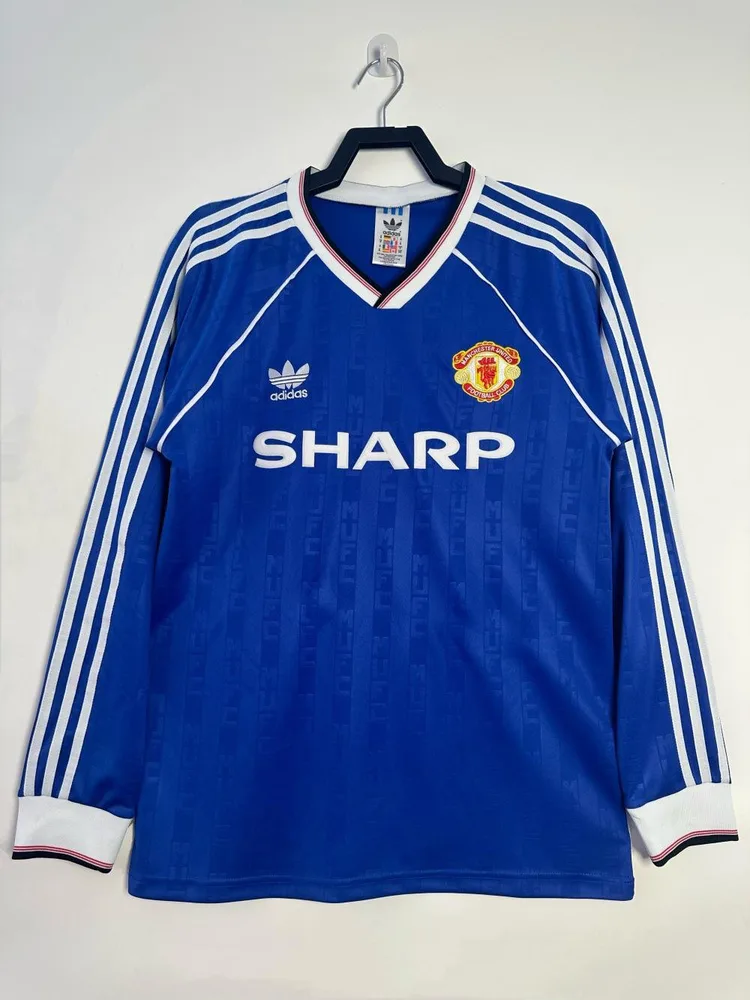 1988-1990 Maillot Rétro Manches Longues Manchester United Third Away Football  — main view