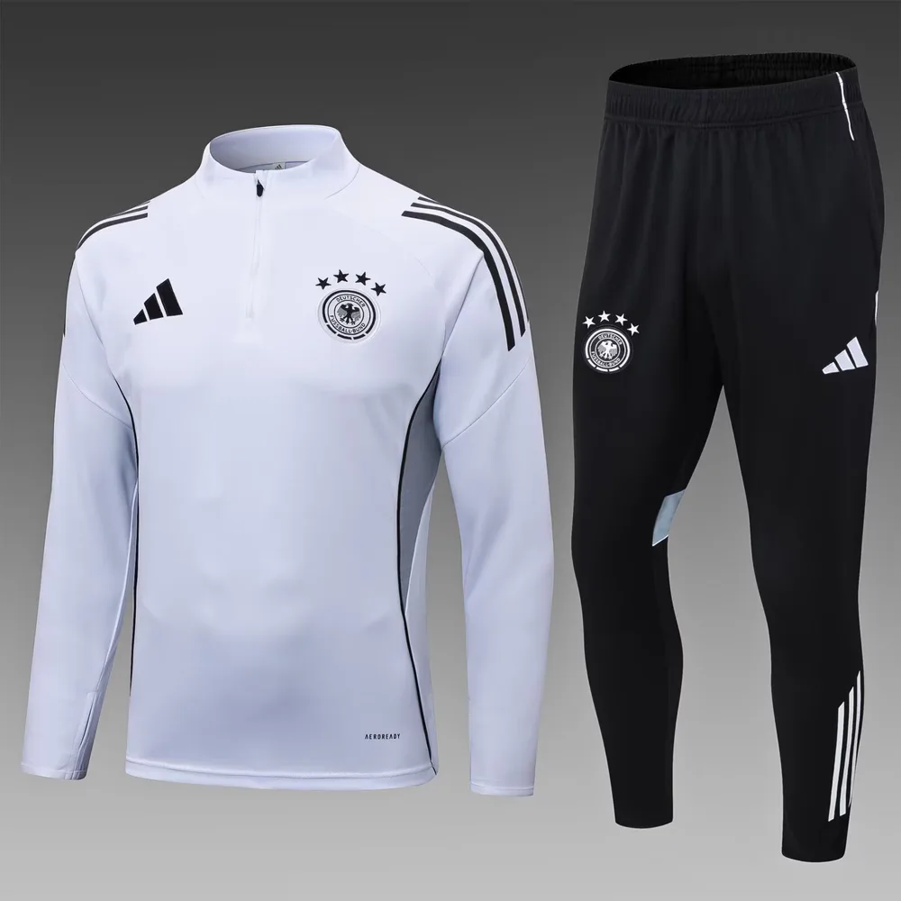 2025 Deutschland Half-Pull Trainingsanzug weißes Trikot-Set — main view