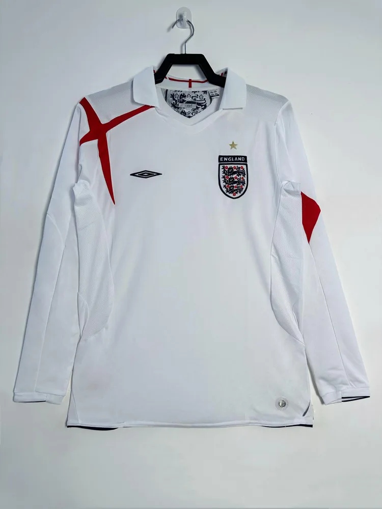 2006 Retro Langarm England Heim Trikot AAA fan-gradät — main view