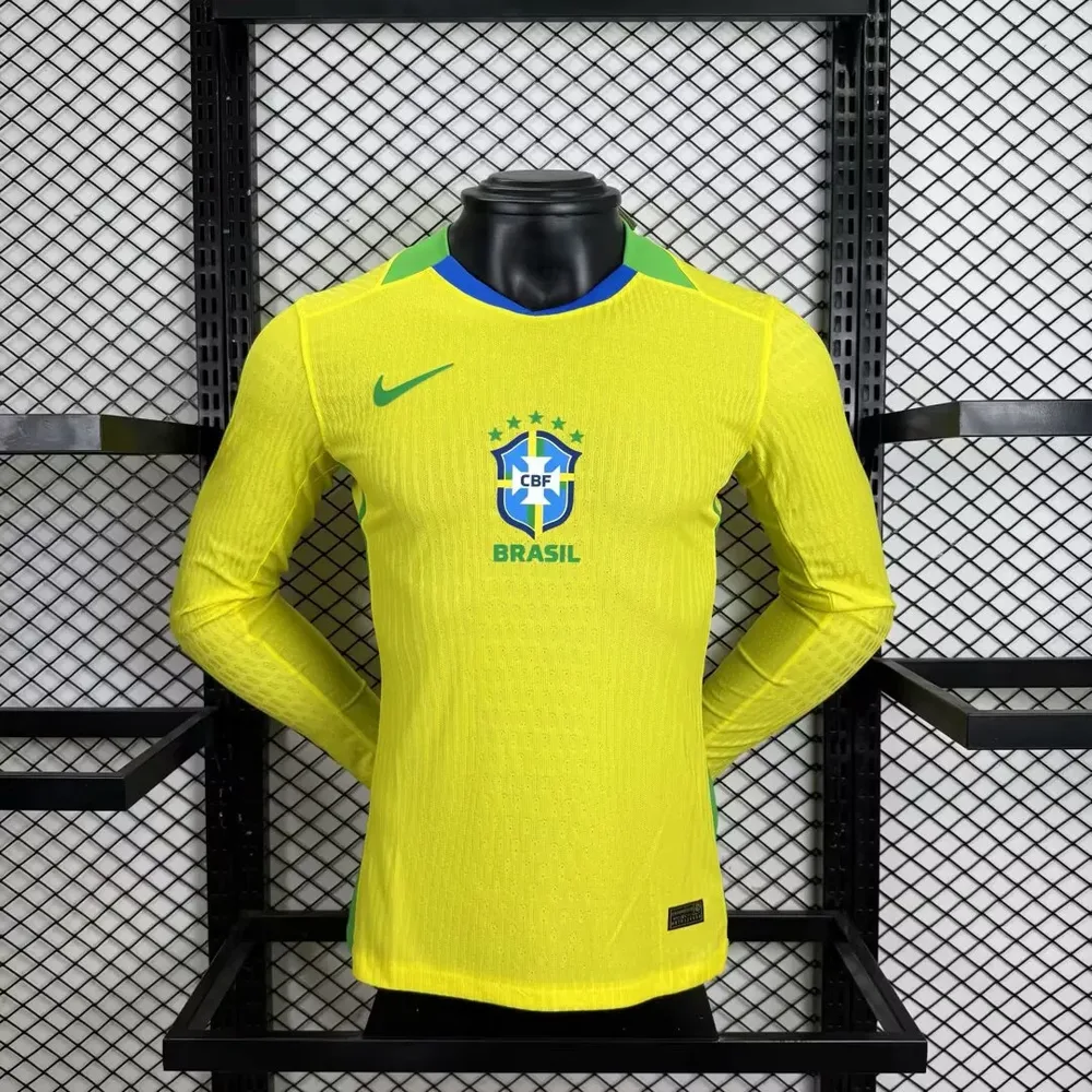 2025/2026 Langarm Player Version Brasilien Heim Fußballtrikot  — main view
