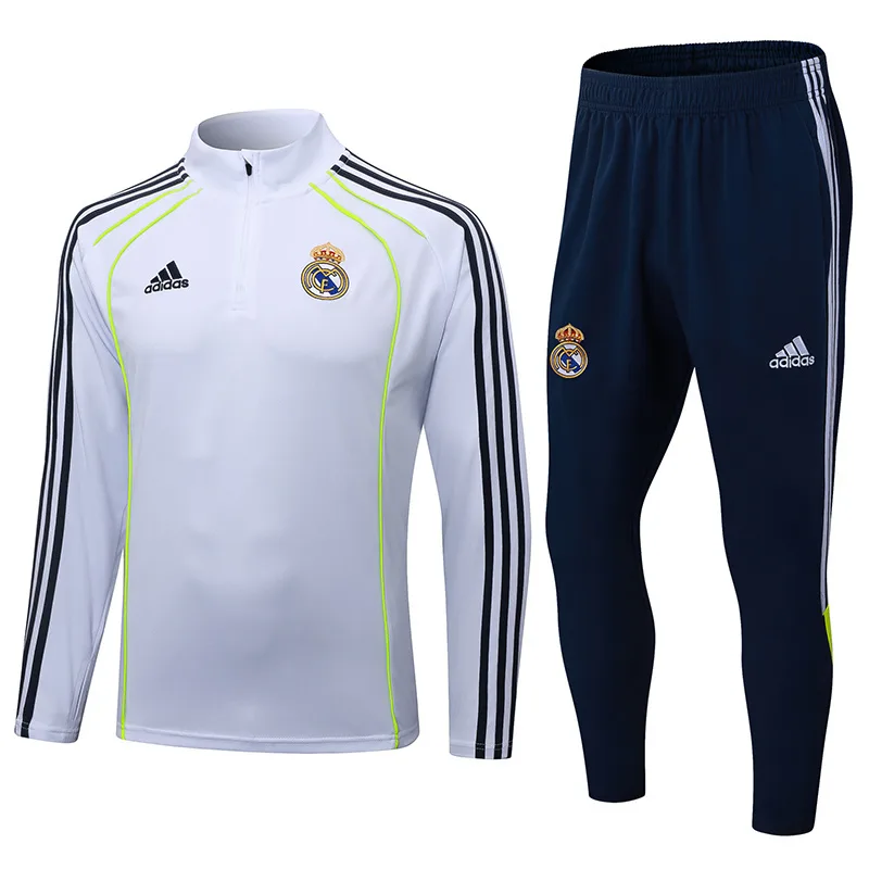 2025-2026 Real Madrid Retro White Half-Pull Training Suit Football Shirt  Set — main view