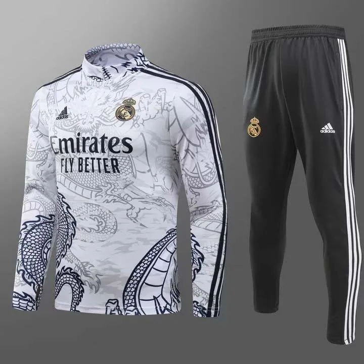 2023/2024 Real Madrid Sonderedition Halb-Reißverschluss Trainingsanzug Weiß Set — main view