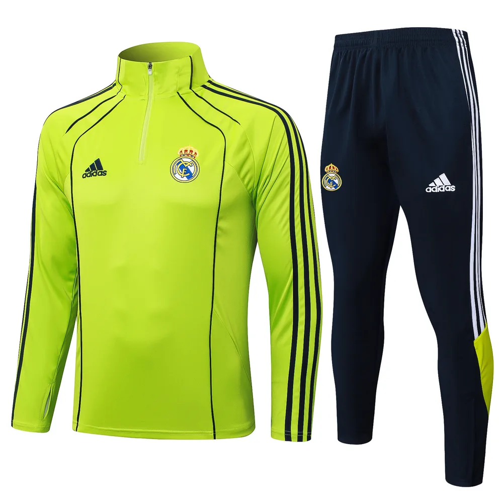 2025/2026 Real Madrid Grass Green Retro Version Half-Pull Training Suit Football Shirt  Set — main view