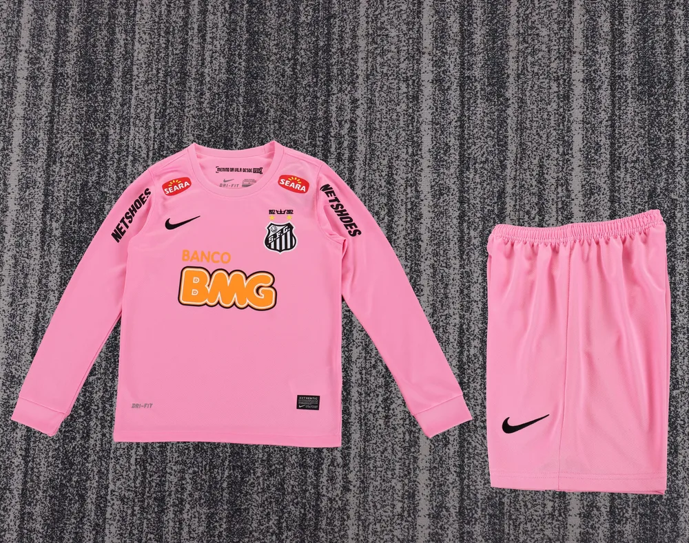2012/2013 Manches Longues Retro Santos Maillot Rose Football   Taille Enfant — main view