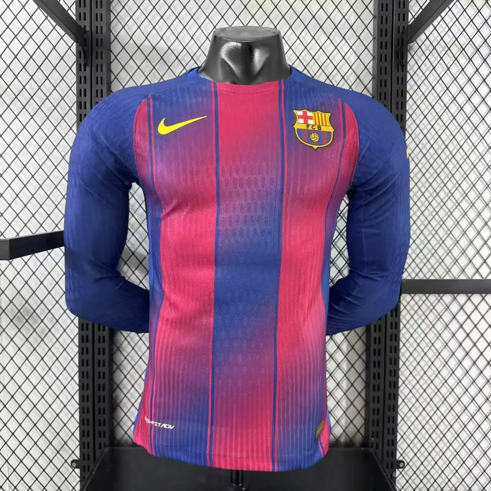 2025/2026 Long Sleeve Player Version Barcelona Home No Ads Football Jersey  — main view