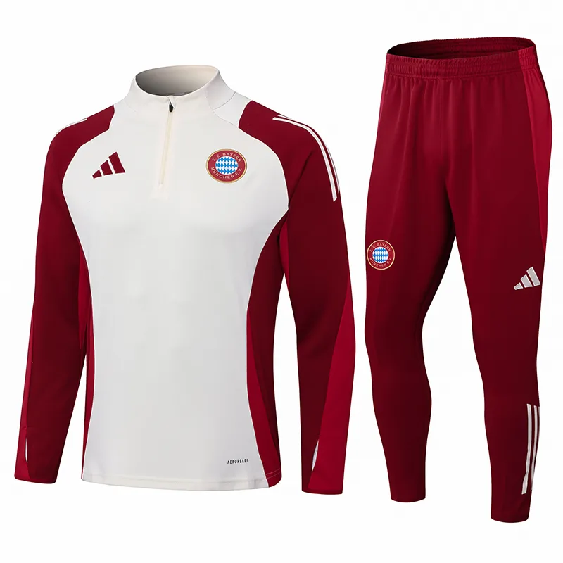2024/2025 Bayern Half-Pull Training Suit White Red Jersey Set  — main view