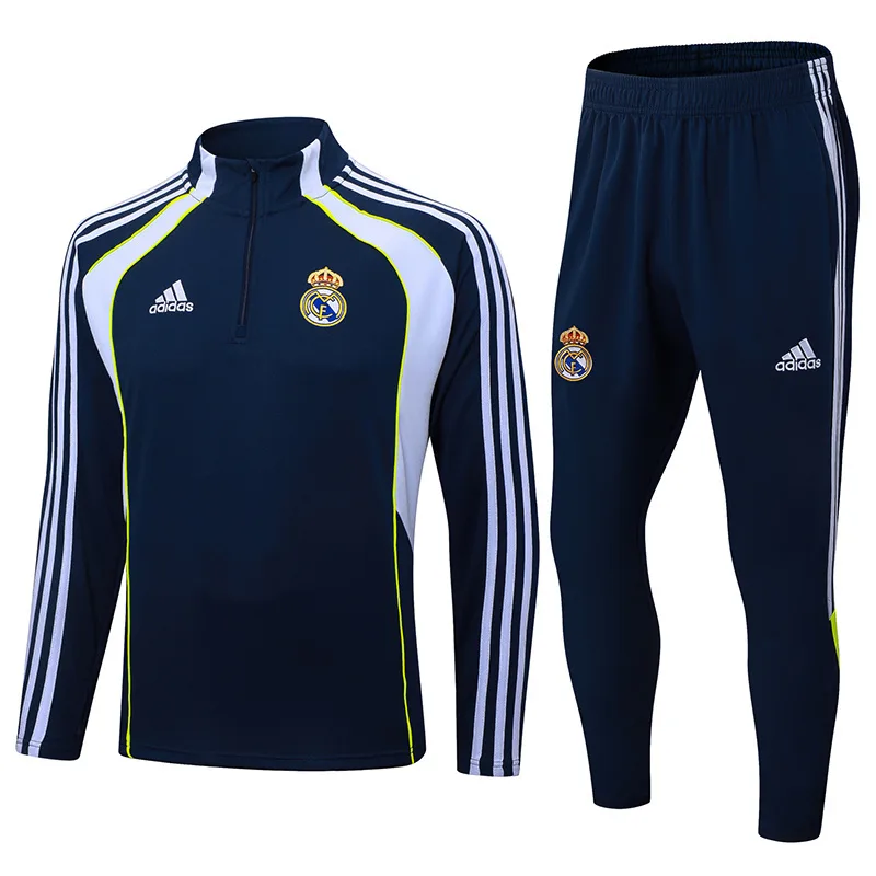 2025-2026 Real Madrid Retro Royal blue Half-Pull Training Suit Football Shirt  Set — main view