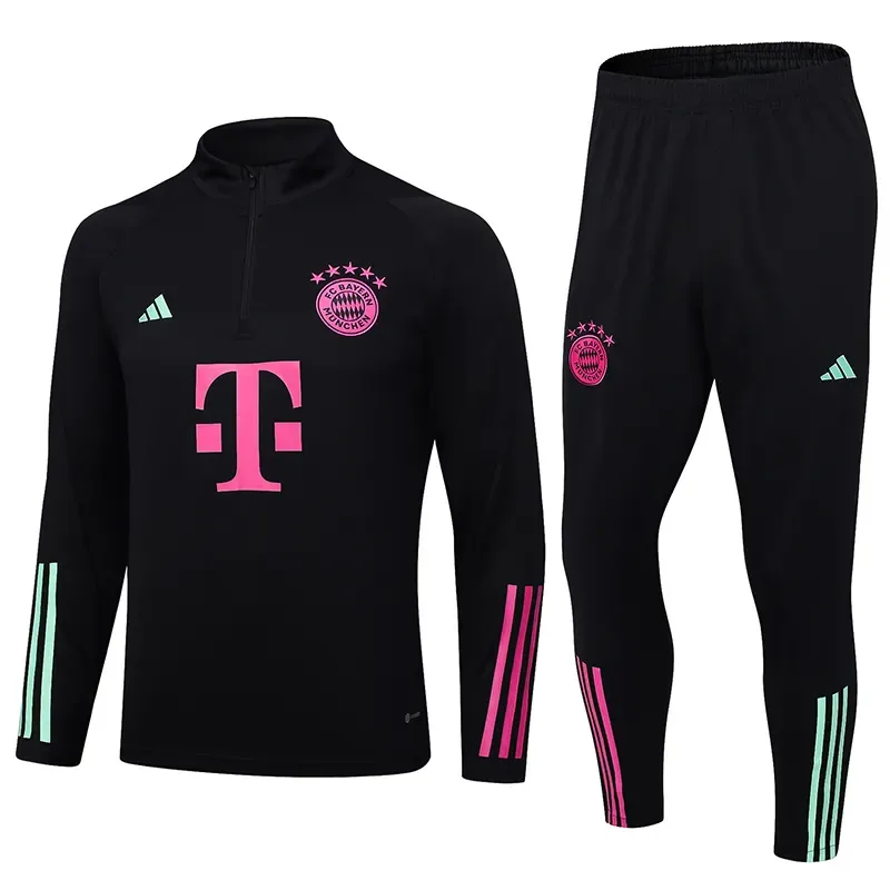 2023/2024 Bayern Halbzug Trainingsanzug Schwarz Trikot Set  — main view